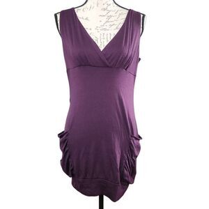 Blu Heaven Ladies Size Medium Purple Side Pocket Ruched Sleeveless Tank Dress